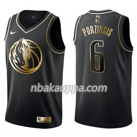 Dallas Mavericks Kristaps Porzingis 6 Nike Musta Golden Edition Pelipaidat Swingman - Miesten